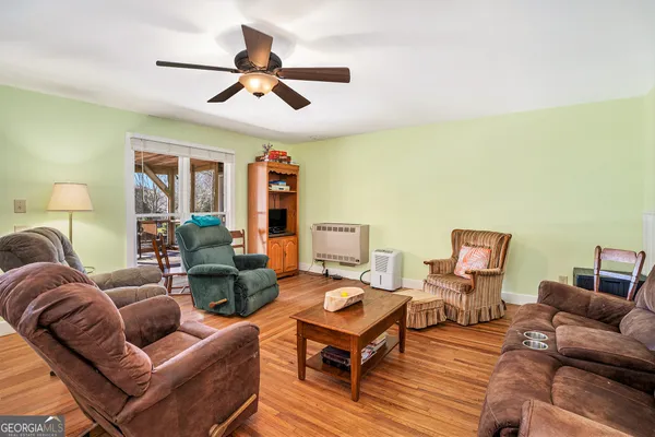 a living room with furniture