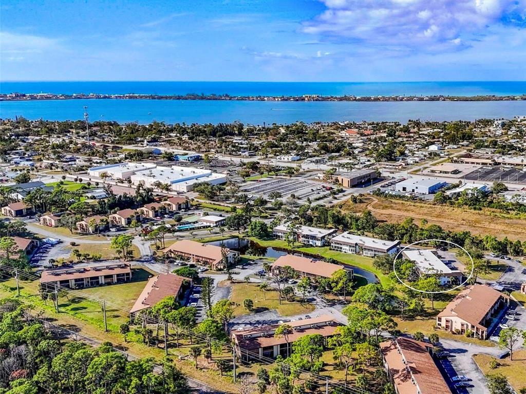 an aerial view of a city