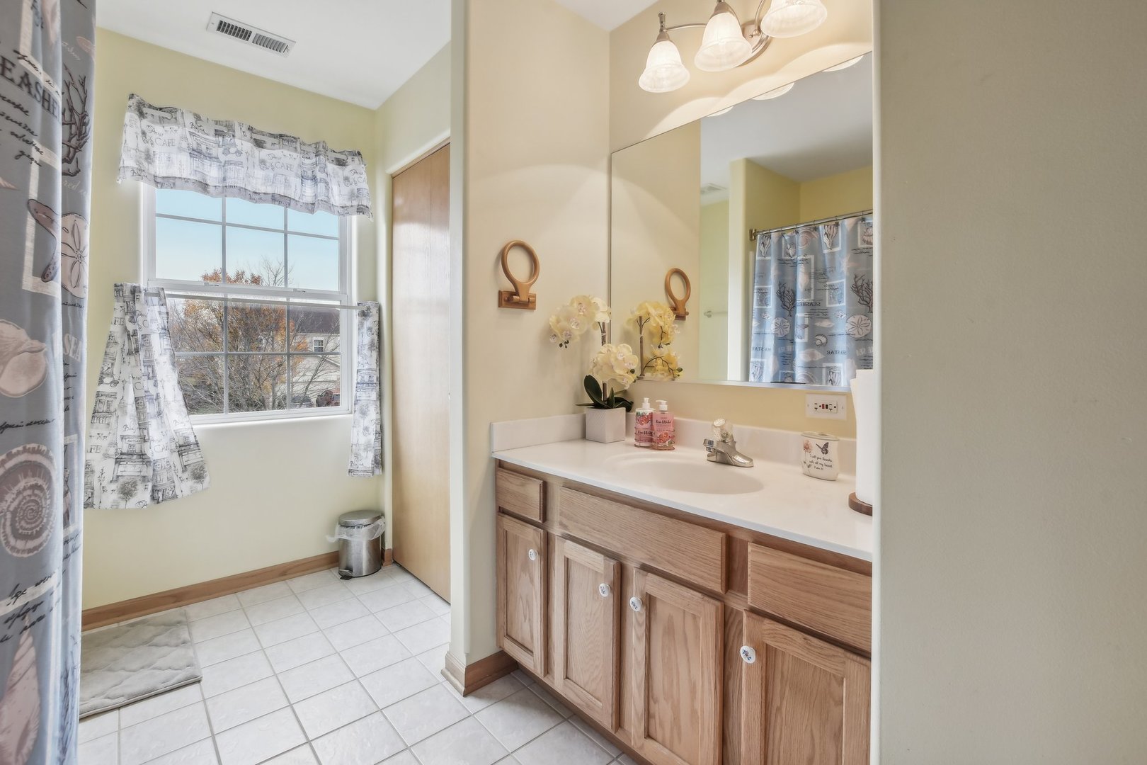 1608 Prairieview Boulevard Bolingbrook, IL 60490 - Photo 34 of 55 a bathroom with a sink a mirror and a shower