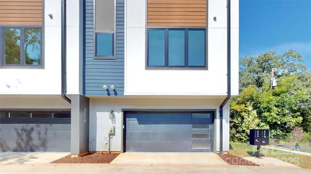 a front view of a building with street view
