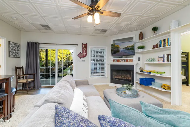 a view of a terrace with sitting area