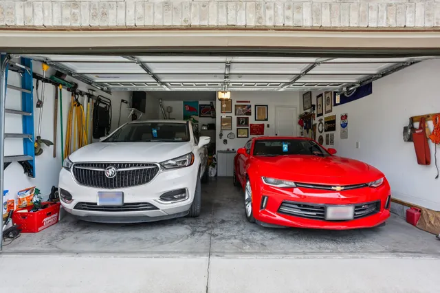 a utility room with a table
