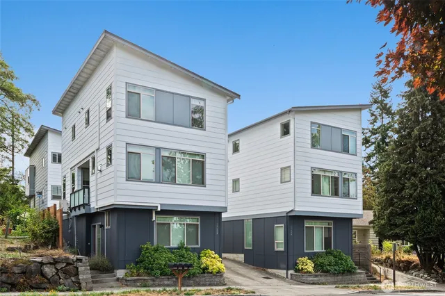 a front view of a white building