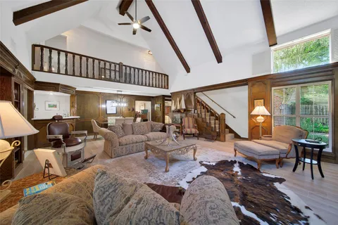 a living room with furniture