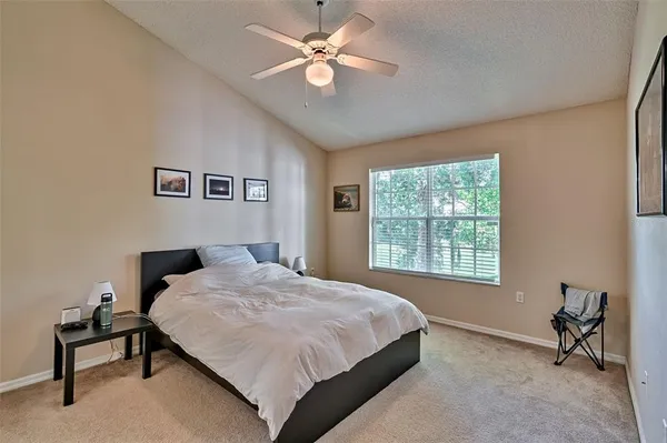 a bedroom with a bed furniture and a window