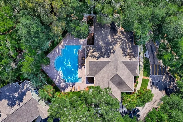an aerial view of a house