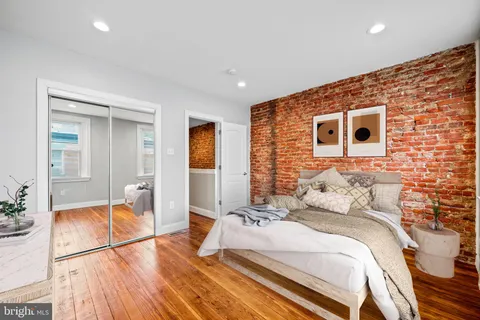 a view of livingroom with wooden floor