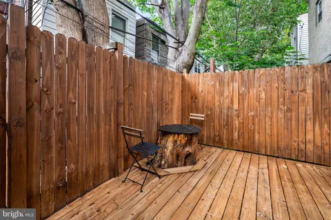 an empty room with a bathroom