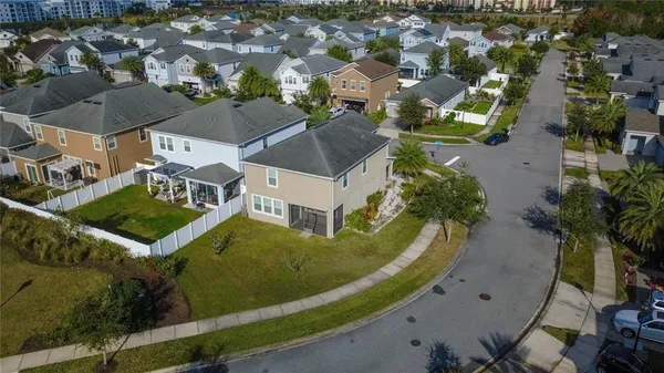 an aerial view of a house