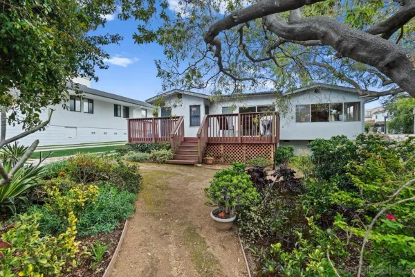 front view of a house with a garden