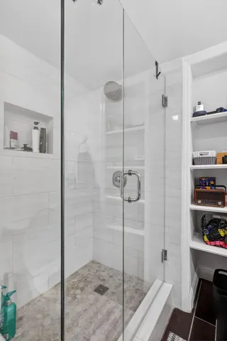 a bathroom with a shower
