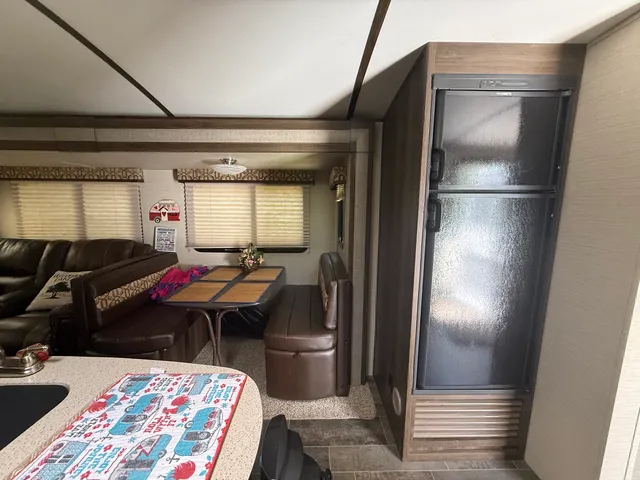 a room that has a couch and a table in it