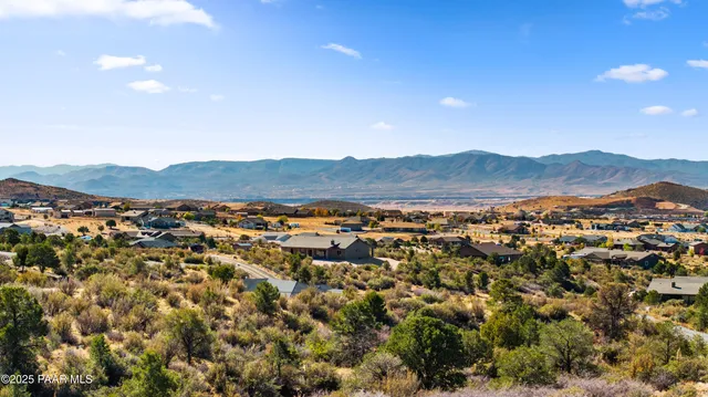 an aerial view of residential house and green space