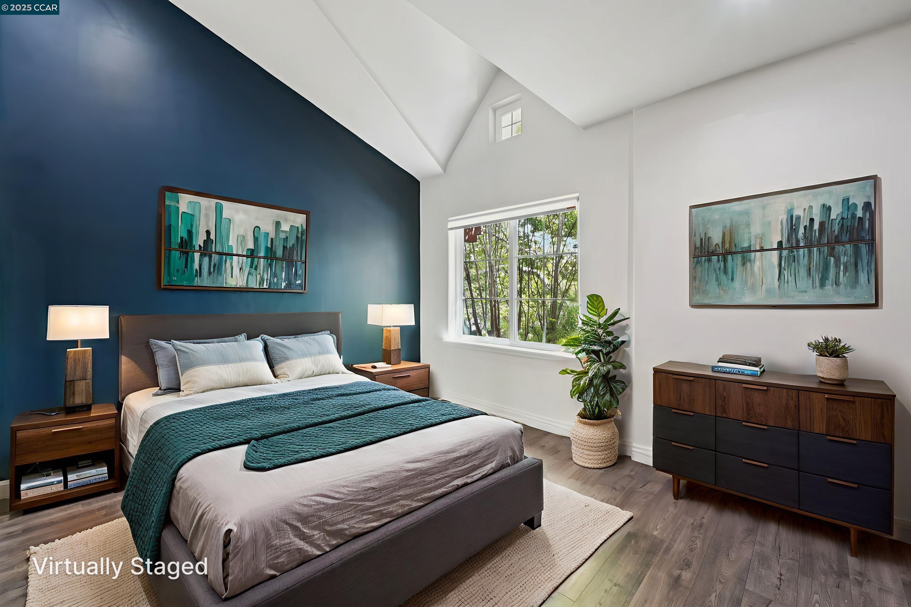 1539 Geary Road, Unit C Walnut Creek, CA 94597 - Photo 11 of 21 a bedroom with a bed and a potted plant