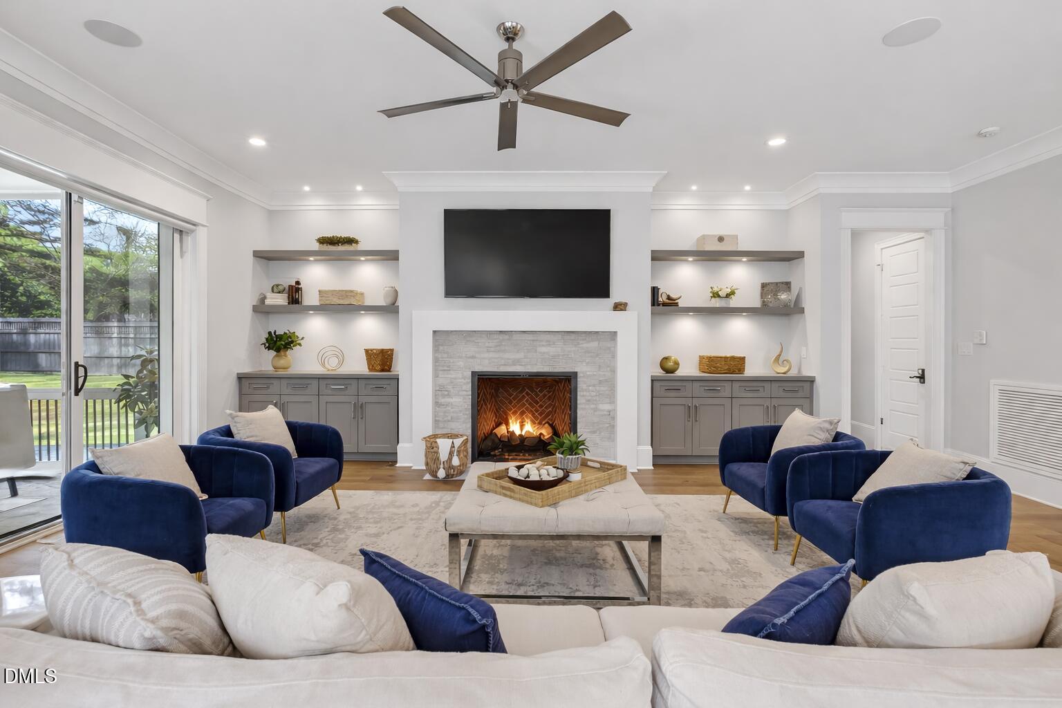 3419 Edgemont Drive Raleigh, NC 27612 - Photo 6 of 41 Modern living room with fireplace featur