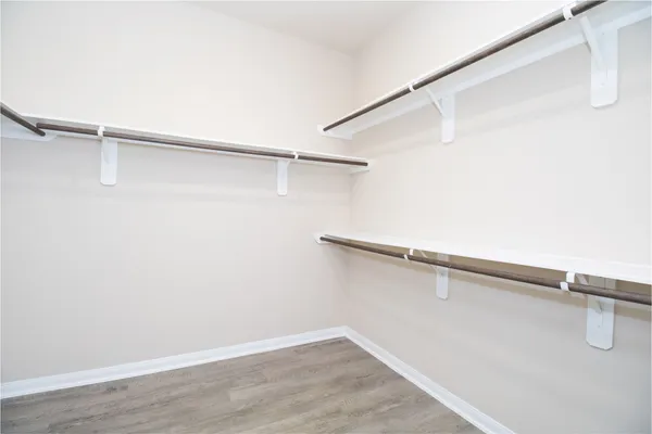 a view of a room with racks on the wall