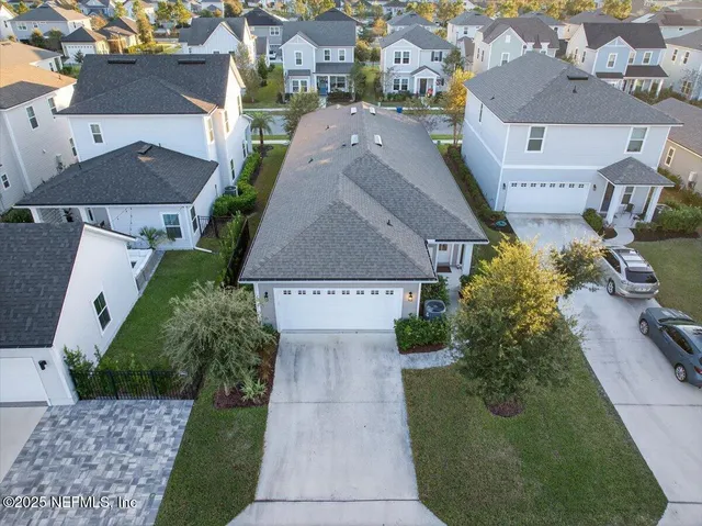 an aerial view of a house