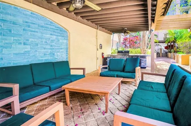 a view of outdoor space with seating area