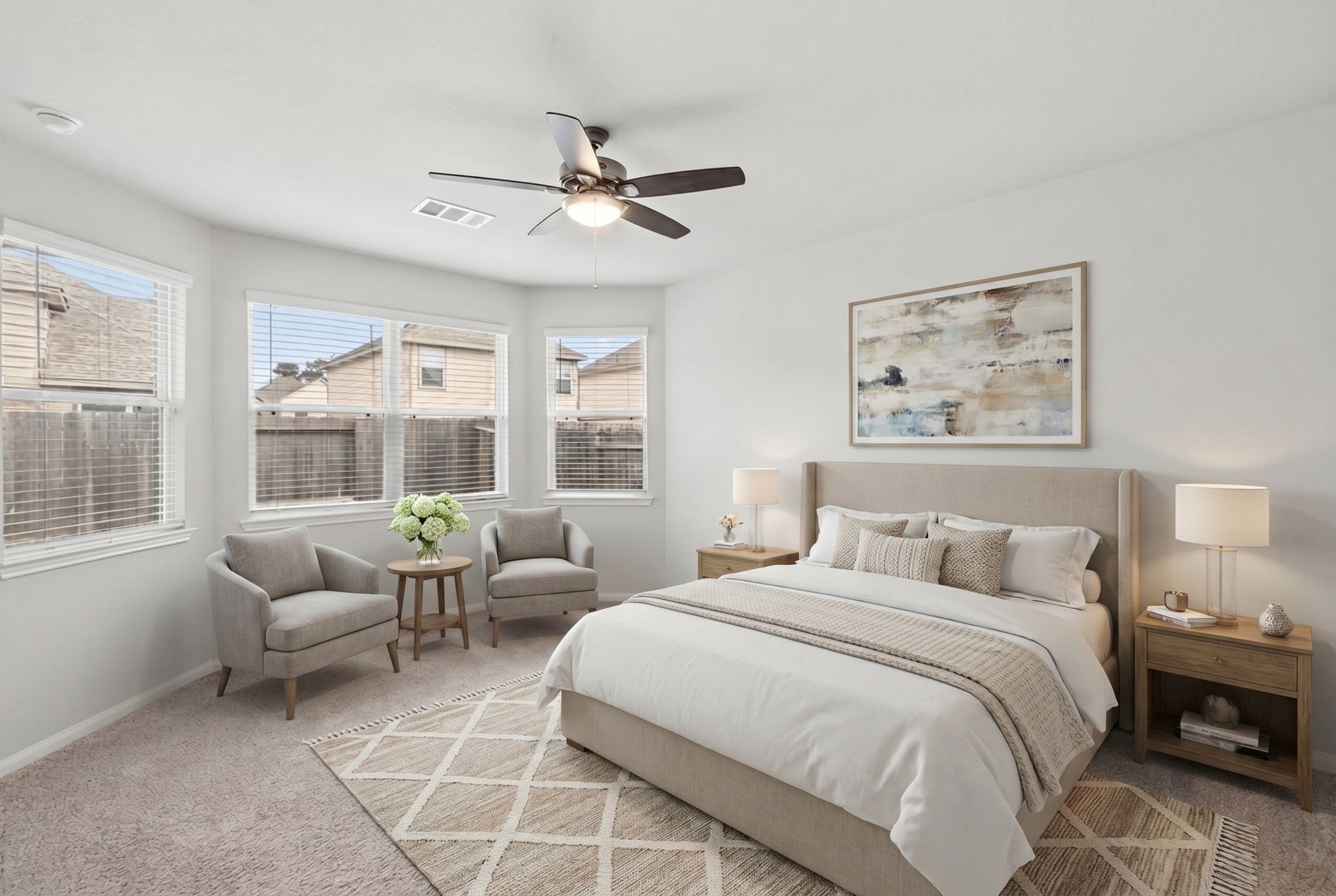 5018 Yello Ginko Trail Spring, TX 77373 - Photo 7 of 24 Generously sized primary suite with bay-style windows that fill the room with light.