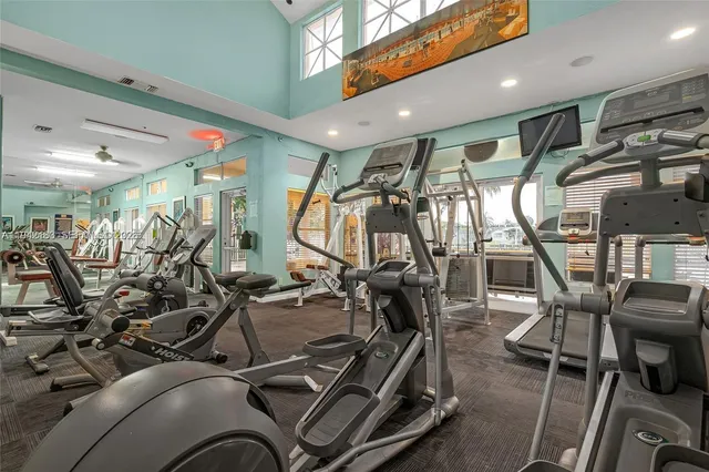 a view of a room with gym equipment
