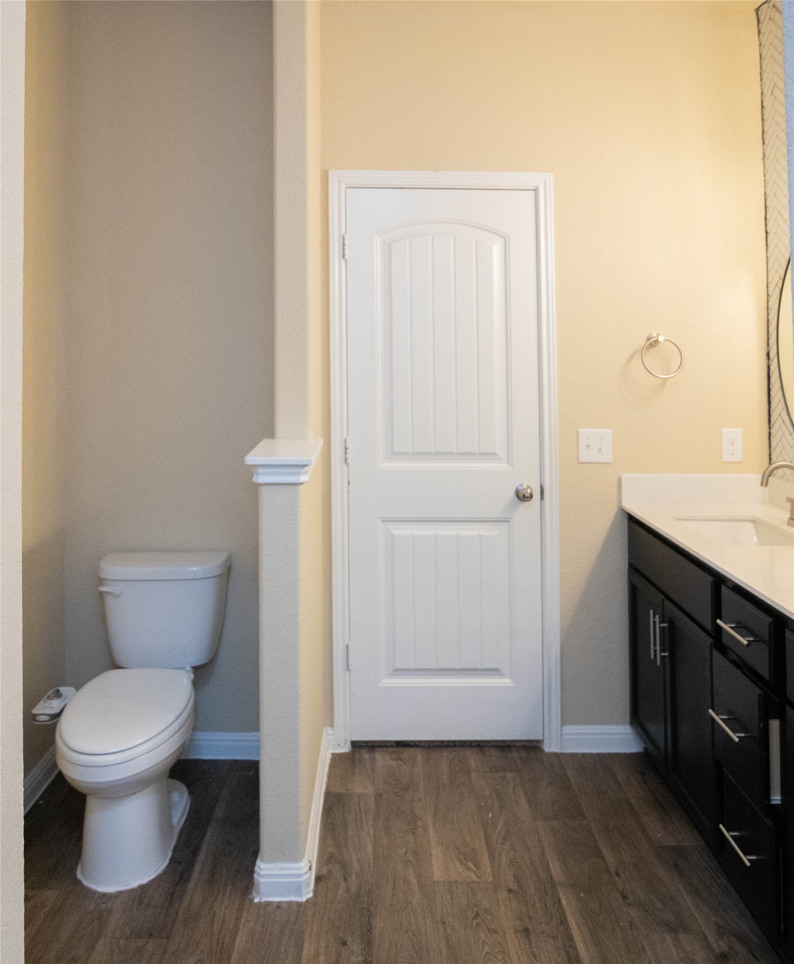 1501 Gropius Lane, Unit 30B Pflugerville, TX 78660 - Photo 14 of 30 Half bath featuring vanity and dark wood-style flooring