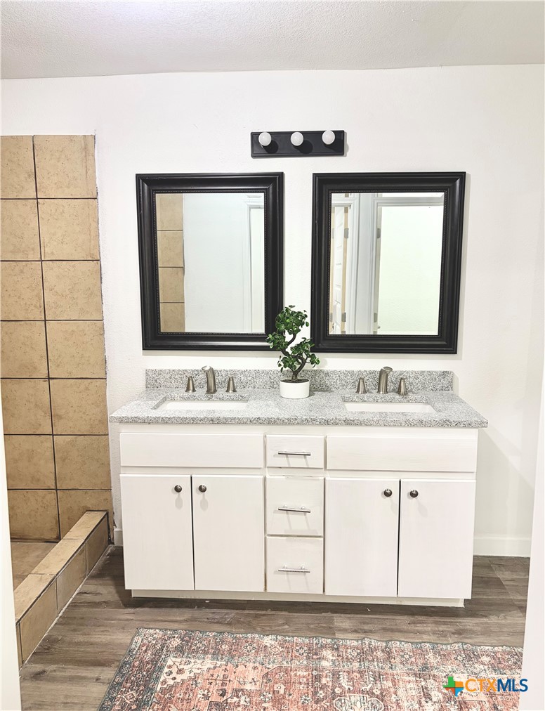 950 Highsmith Road Luling, TX 78648 - Photo 11 of 36 a bathroom with a double vanity sink mirror and