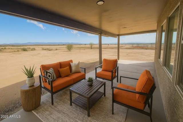 a outdoor living space with furniture