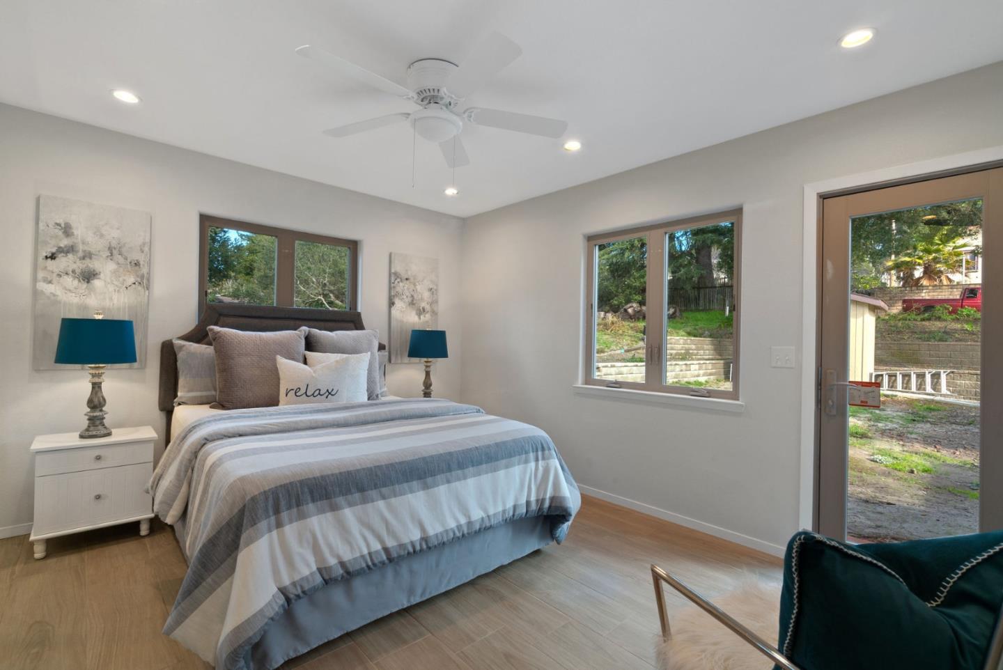 350 Sims Road Santa Cruz, CA 95060 - Photo 21 of 40 a bedroom with a bed window and couch