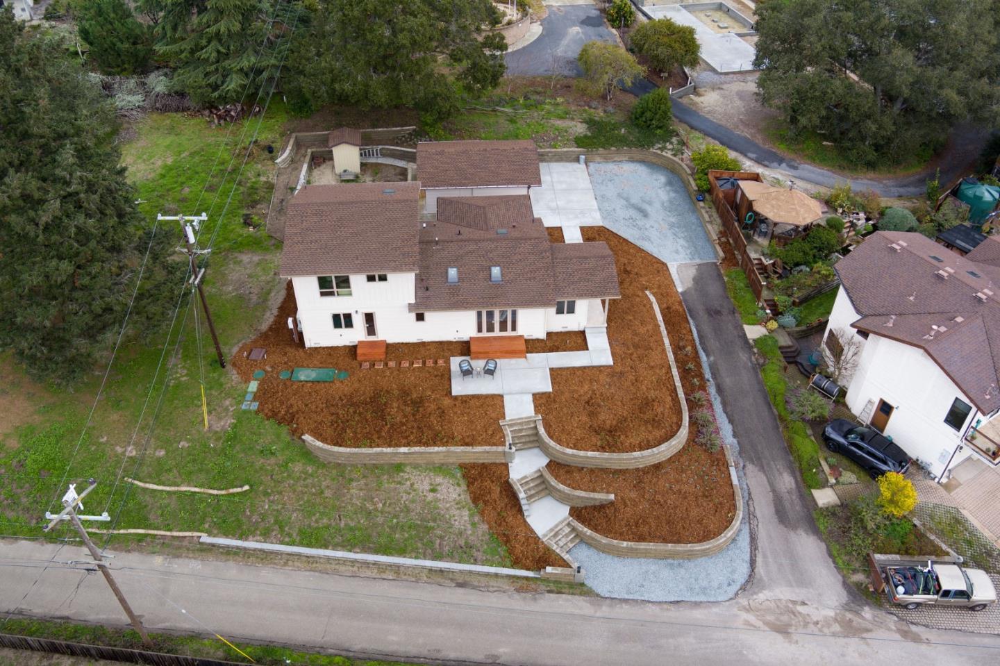 350 Sims Road Santa Cruz, CA 95060 - Photo 39 of 40 an aerial view of a house with garden space and a lake view