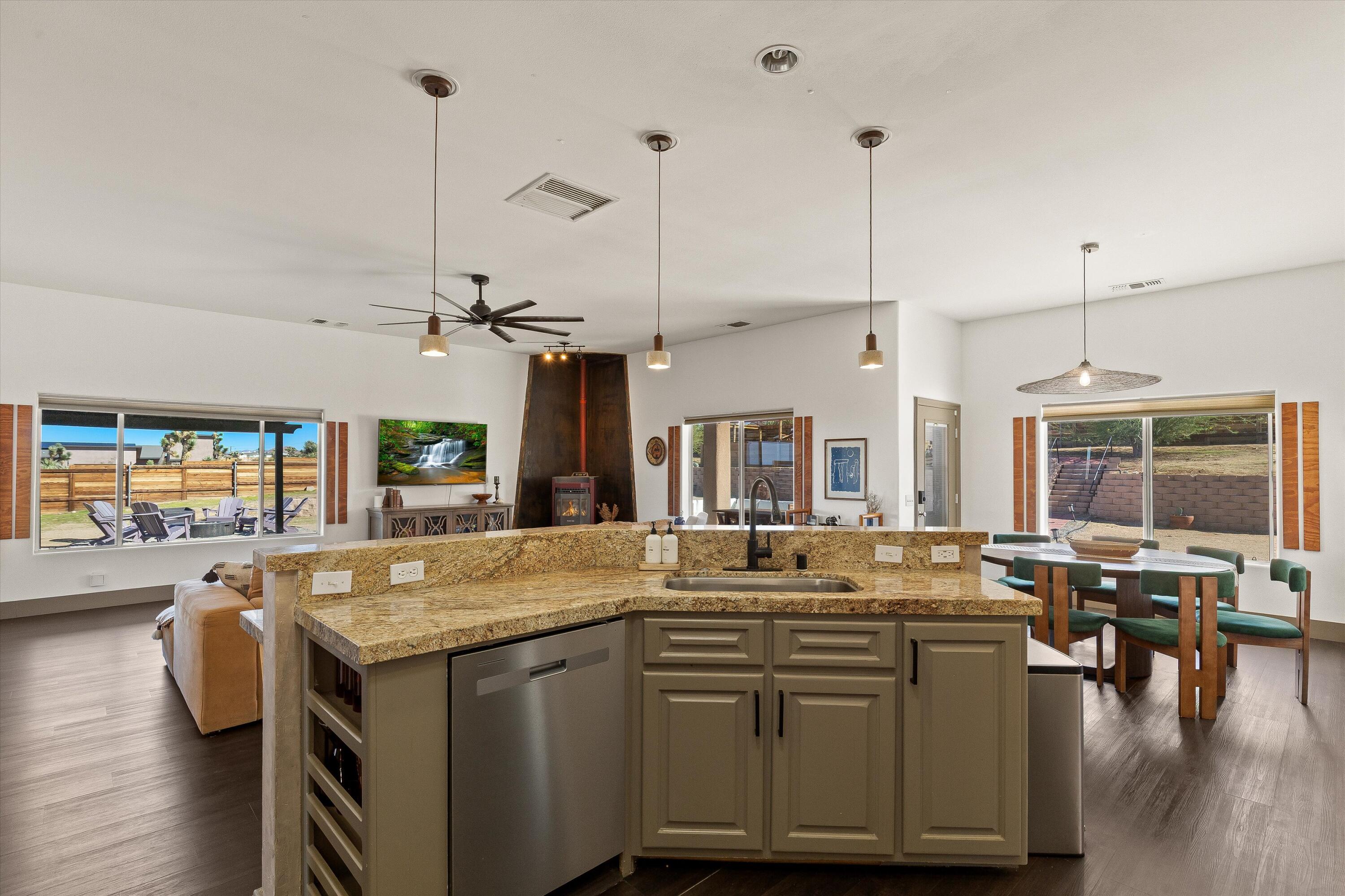 60377 Pueblo Trail Joshua Tree, CA 92252 - Photo 18 of 57 a view of living room with granite countertop furniture and fireplace