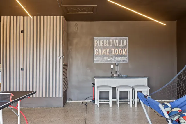 a view of a house with a mountain