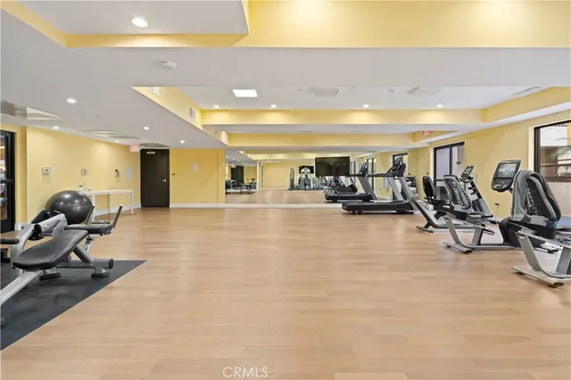 a view of a room with gym equipment