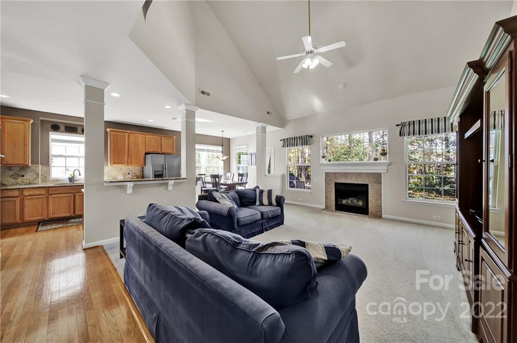 1640 Spandril Lane Fort Mill, SC 29708 - Photo 10 of 48 a living room with furniture a fireplace and a flat screen tv