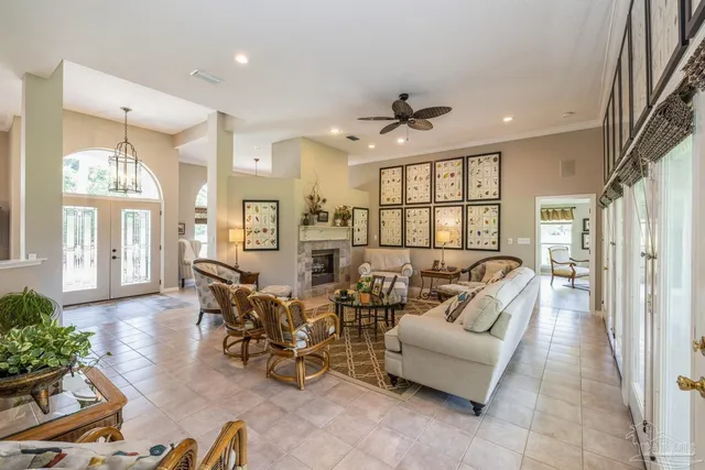 a living room with furniture