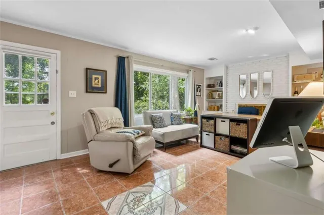 a view of front door with furniture