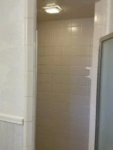 a bathroom with a shower
