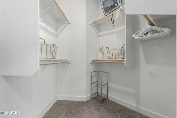 a view of small space with racks on the wall