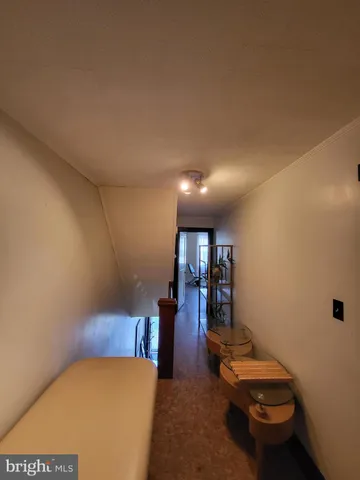 a view of a room with shelves