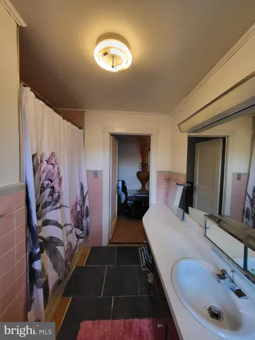 a bedroom with a bed and a sink
