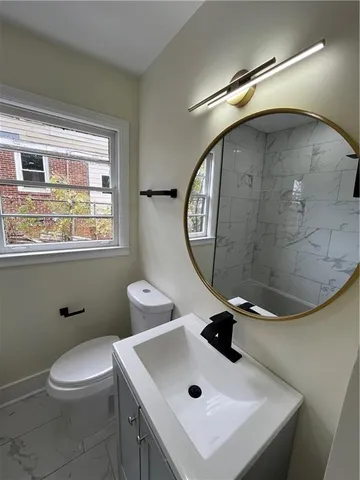 a bathroom with a bathtub