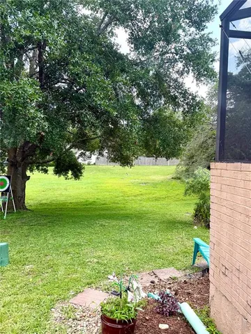 a view of a garden with a tree