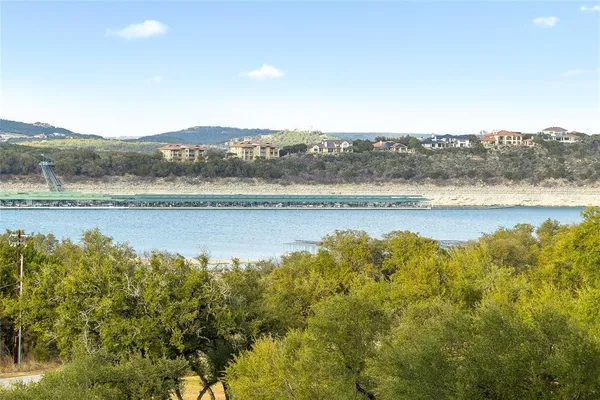 a view of a lake with a mountain