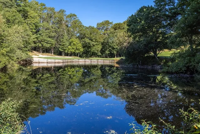 a front view of a house with a garden and trees