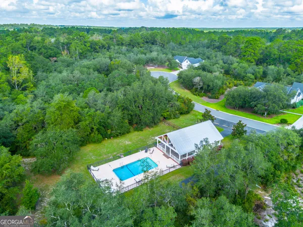 an aerial view of a house