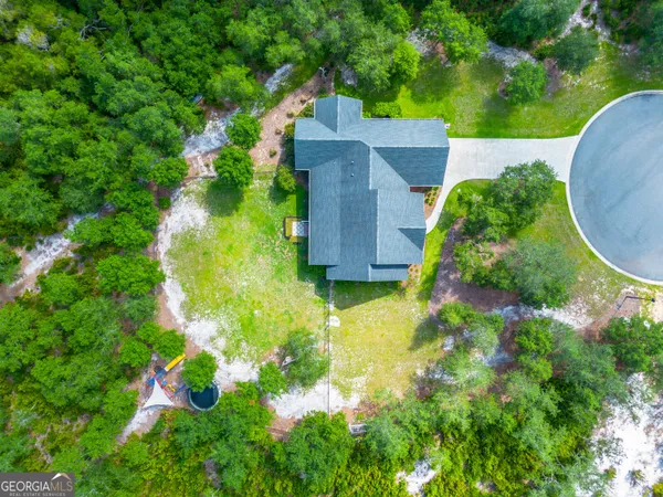 an aerial view of a house