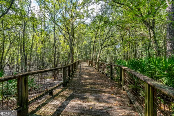 a backyard of a house with lots of trees