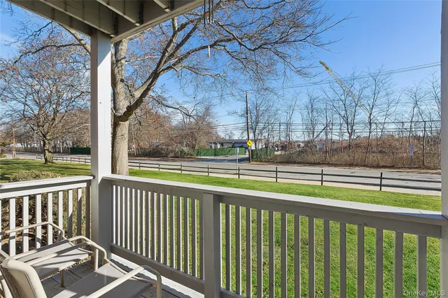 a view of a building from a balcony