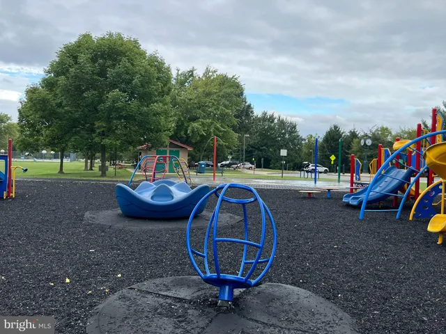 a view of a park with slide
