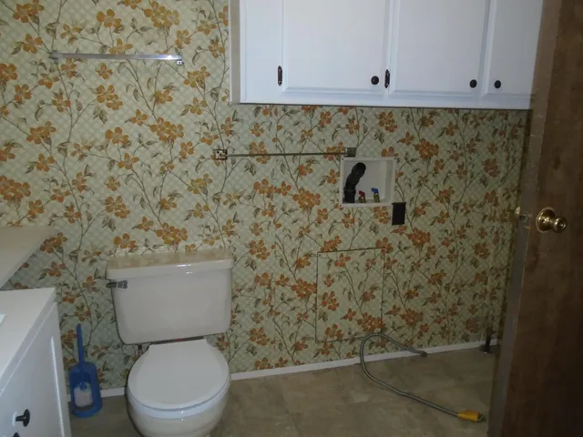 a bathroom with a toilet and a sink