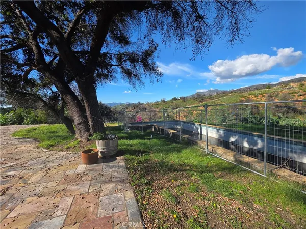 a view of a terrace with a bench